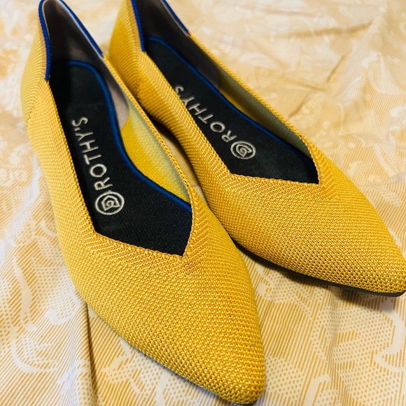 Rothy’s The Point Marigold Yellow Textile Ballet Flat Comfort Women’s size 6.5 - Picture 2 of 8